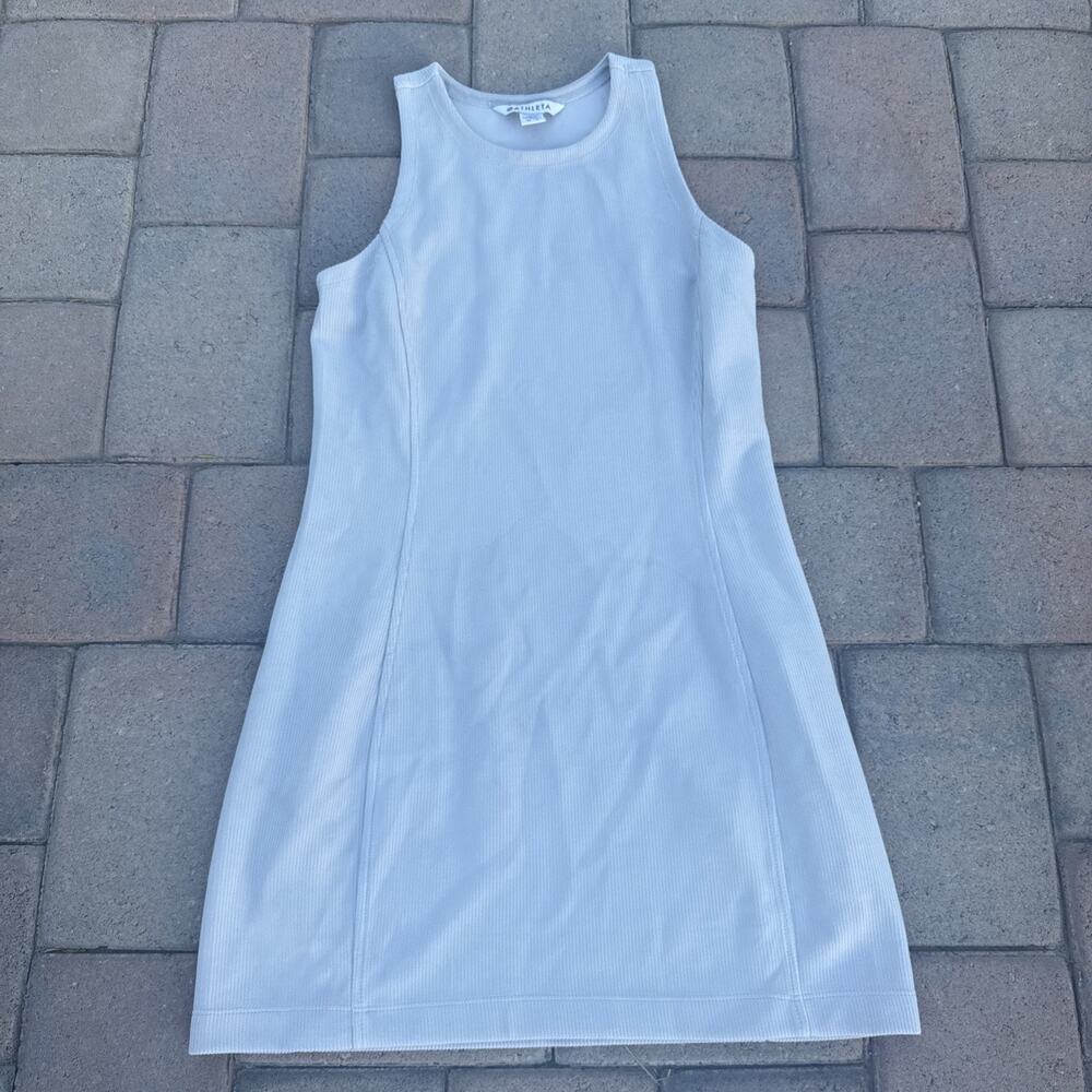 NEW* Athleta Casual Sleeveless Ribbed Light GRE Tank Dress Size XS Midi